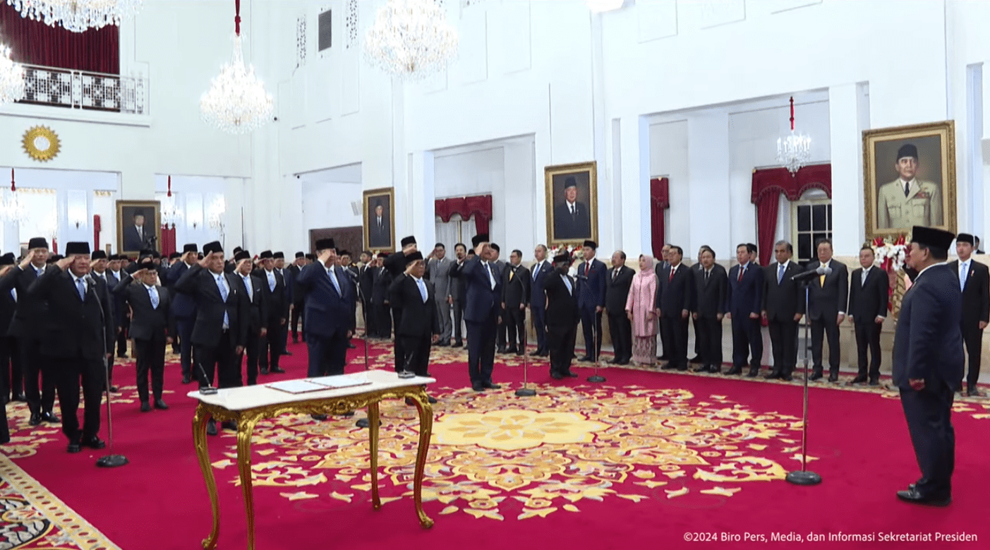 Prabowo Subianto Resmi Lantik Kabinet Merah Putih 2024-2029 di Istana Negara