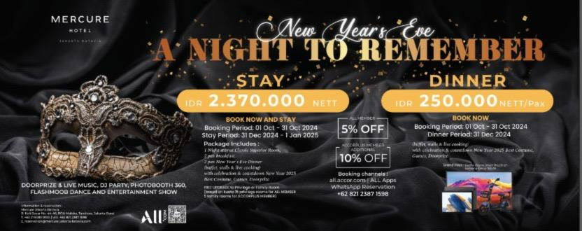 Rayakan Malam Tahun Baru dengan “A Night to Remember” di Mercure Jakarta Batavia