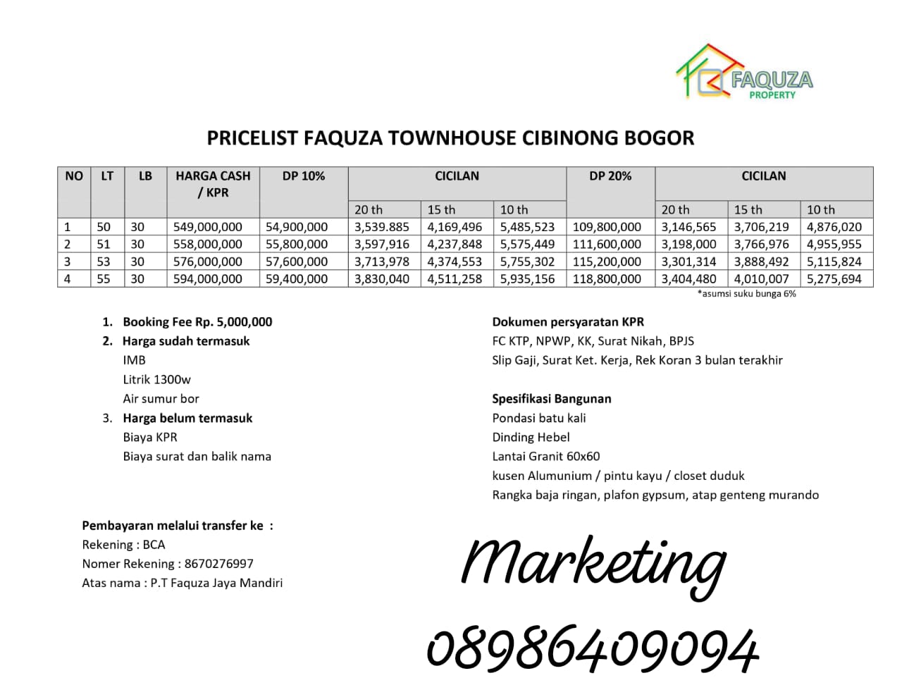 Rumah Impian di Lokasi Prime, Hanya di FAQUZA TOWN HOUSE