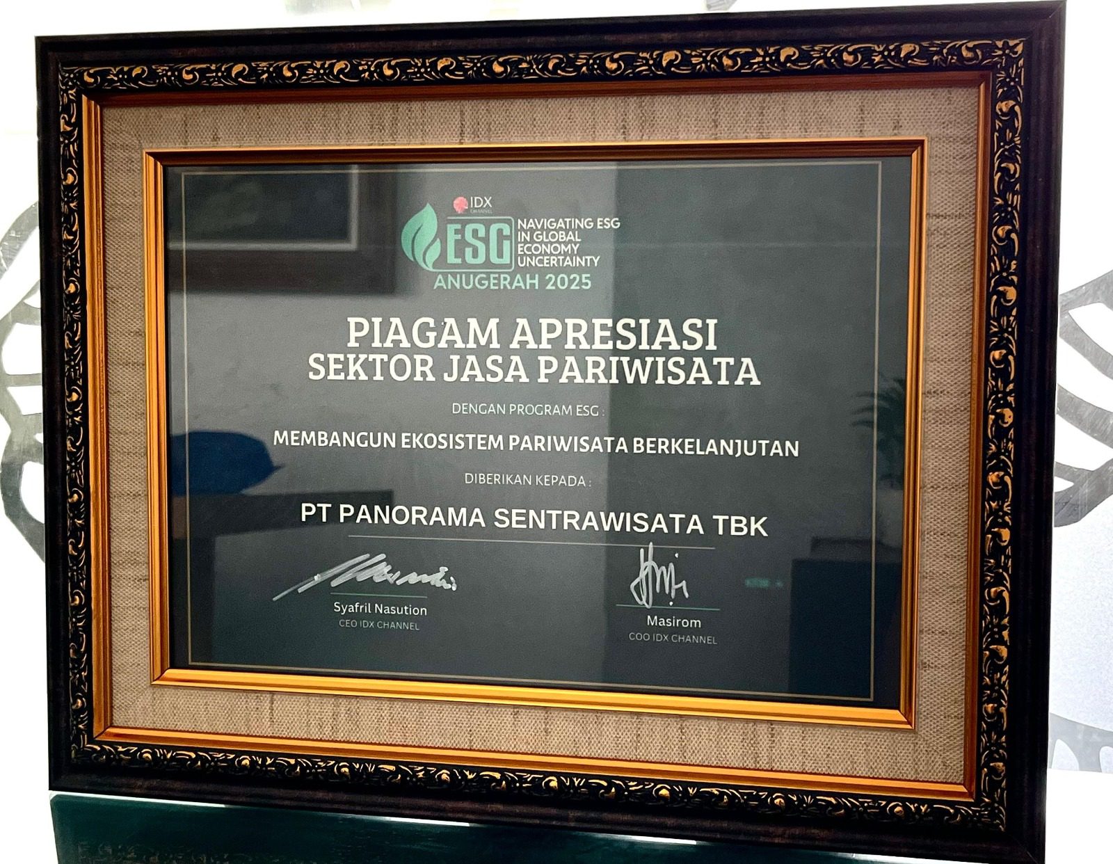 Panorama Dapat Penghargaan Apresiasi di ESG Award 2025